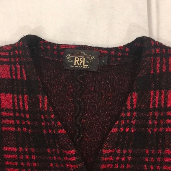 RRL Womans Red Plaid Check Cardigan Sweater - Picture 6 of 6